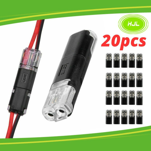 20pcs Pluggable LED Wire Connectors, 2 Pin 2 Way Universal Compact Wir ...
