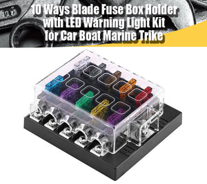 10 Way Standard Blade Fuse Box Block Holder for Auto Car Truck Boat ATC ATO - #FUSEO-70111