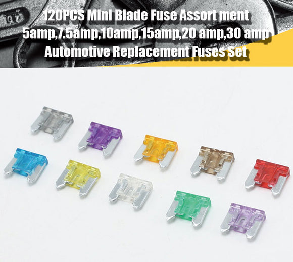 120 Pcs Low Profile Mini Blade Fuse Assortment Set Auto Car Truck ATM - #FUSEO-70140