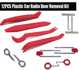 12PCS Plastic Car Radio Door Clip Panel Trim Dash Audio Removal Pry Tool Set-Red - #TOKIT-99812R