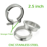 2.5 exhaust clamp 304 Stainless Steel V-band T-bolt Mild Steel Flange 3pcs set - #TOKIT-99025