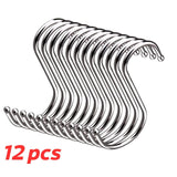 12PCS S Shaped Hanging Hooks, Stainless Steel Hooks, S Hooks Connectors Stainless Steel Round S Shaped Hooks - #HOOKI-00212