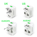 Universal Travel Adapter Worldwide Power Plug Wall AC Adaptor with 2 x USB Ouput - #AD-W001