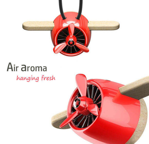 Nature Wood Diffuser Aroma Propeller Design w/leather hanging strap+Gift Box-Red - #ASSRY-70831