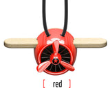 Nature Wood Diffuser Aroma Propeller Design w/leather hanging strap+Gift Box-Red - #ASSRY-70831