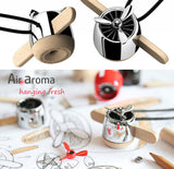 Nature Wood Diffuser Aroma Propeller Design w/leather hanging strap+Gift box-SLR - #ASSRY-70833