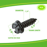 Black License Plate Screw fastener kit size 1/4-14-3/4" 3/8" hex slotted head - #TOKIT-99040