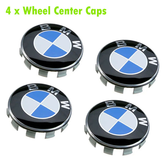 Set of 4 BMW Wheel Center Caps Emblem 68mm/2.7