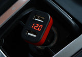 Car Charger 12-24V Dual USB 5V 3.1A with LED Display Voltage and Current-Red - #KC-2U003