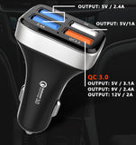 QC 3.0 4 xUSB Port Car Charger 12-24V Rapid Charging For Smart Phone Tablet - #KC-4U04