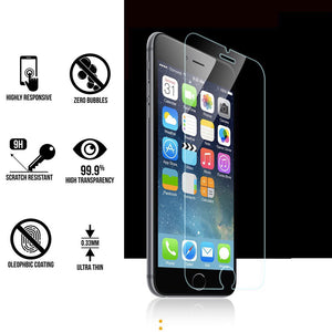 2 Pack 9H Hardness HD Tempered Glass Screen Protector For iPhone 6 7 8 X - MOBIL-1A000