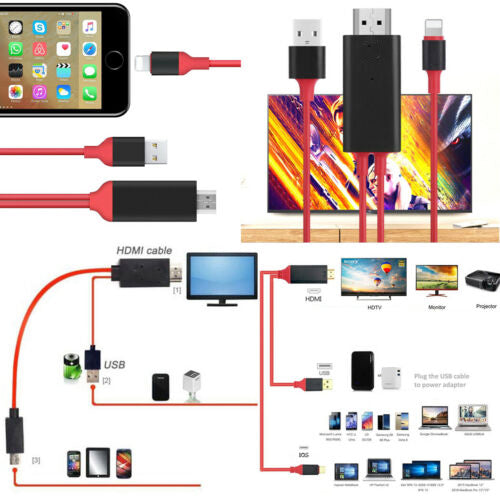 Lightning to HDMI HDTV AV Cable Adapter For iPad iPhone 11/X/XS/6/7/8 – HJL  Autoparts