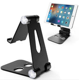 Foldable Smart Phone Tablet (3-10”) Stand Aluminum Alloy Angle-Adjustable-Black - #MOBIL-91972