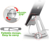 Foldable Smart Phone/Tablet (3-10”)Stand Aluminum alloy Angle-Adjustable-Silver - #MOBIL-91973