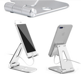 Foldable Smart Phone/Tablet (3-10”)Stand Aluminum alloy Angle-Adjustable-Silver - #MOBIL-91973