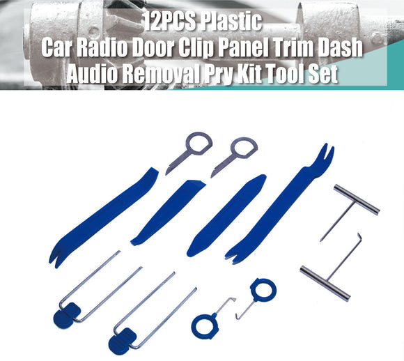 12 Pcs Plastic Car Radio Door Clip Panel Trim Dash Audio Removal Pry Kit Tool Set - #TOKIT-99812B