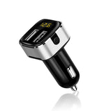 Dual USB Port Car Charger 12-24V 3.1A w/Car Voltage Detection Metallic Silver - #KC-2U07