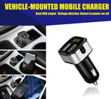 Dual USB Port Car Charger 12-24V 3.1A w/Car Voltage Detection Metallic Silver - #KC-2U07