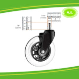 3" office chair casters wheels-set of 5 Heavy Duty 7/16" by 7/8" length - #WHEEL-05005
